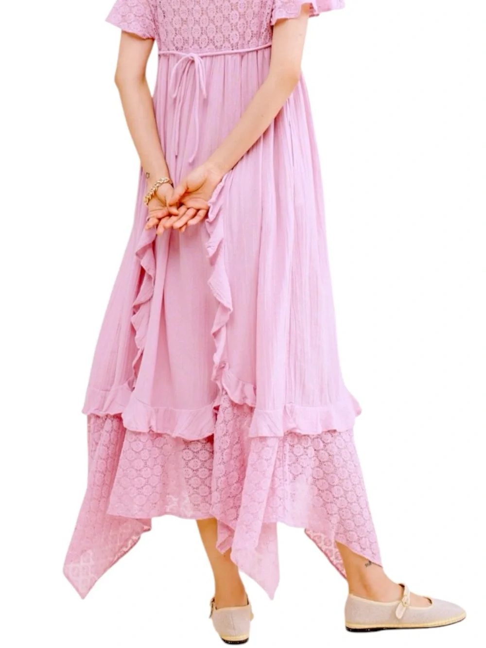 Free People x FREE-EST Blossom Pink Romance Boho Maxi Dress
